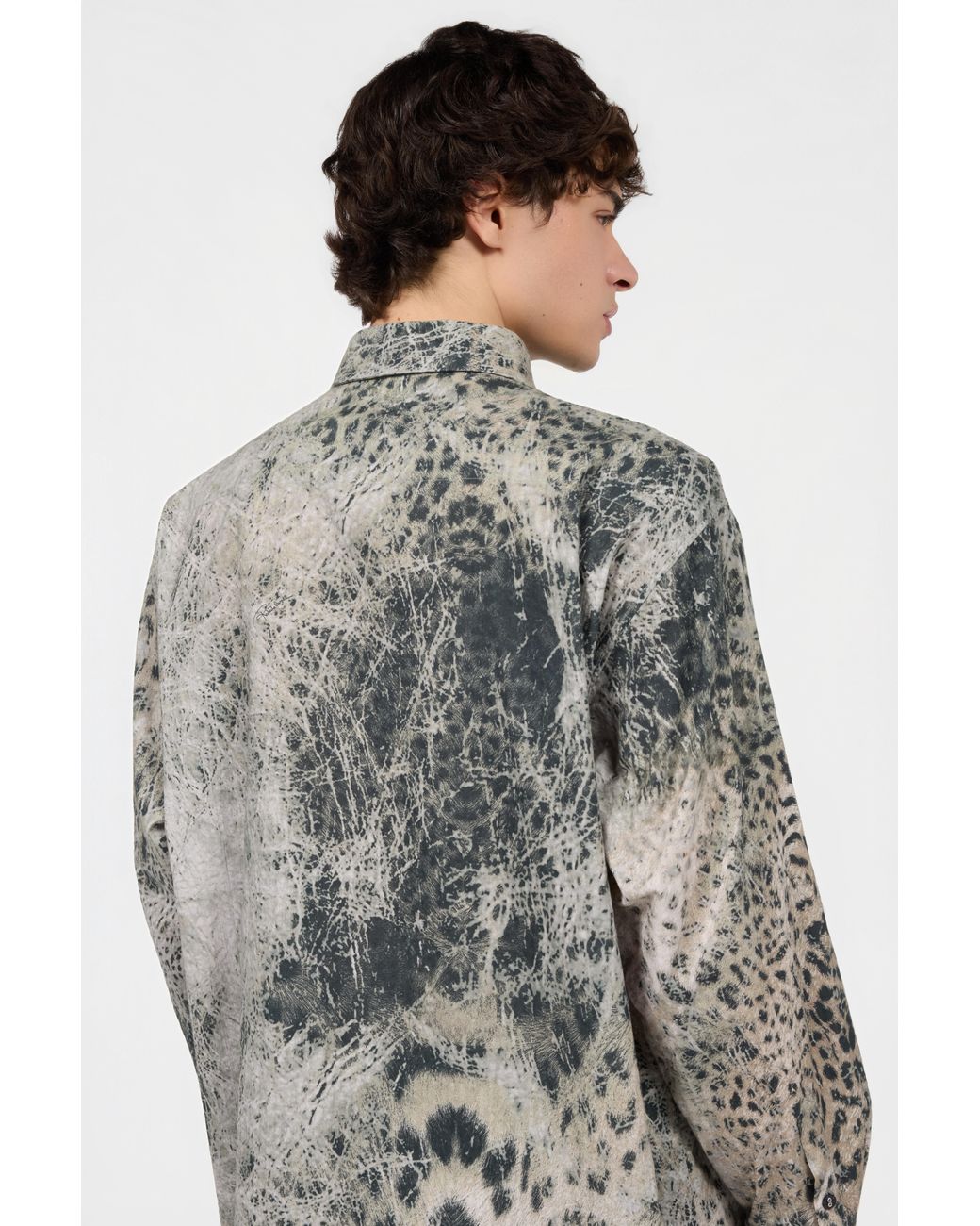 Roberto Cavalli Gray Jaguar Print Shirt for men