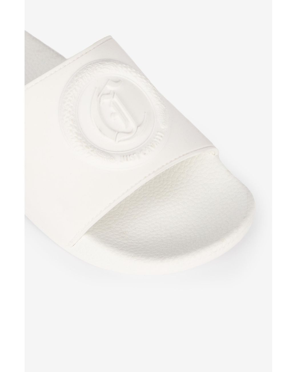 Roberto Cavalli White Sliders With Jc Monogram And Logo