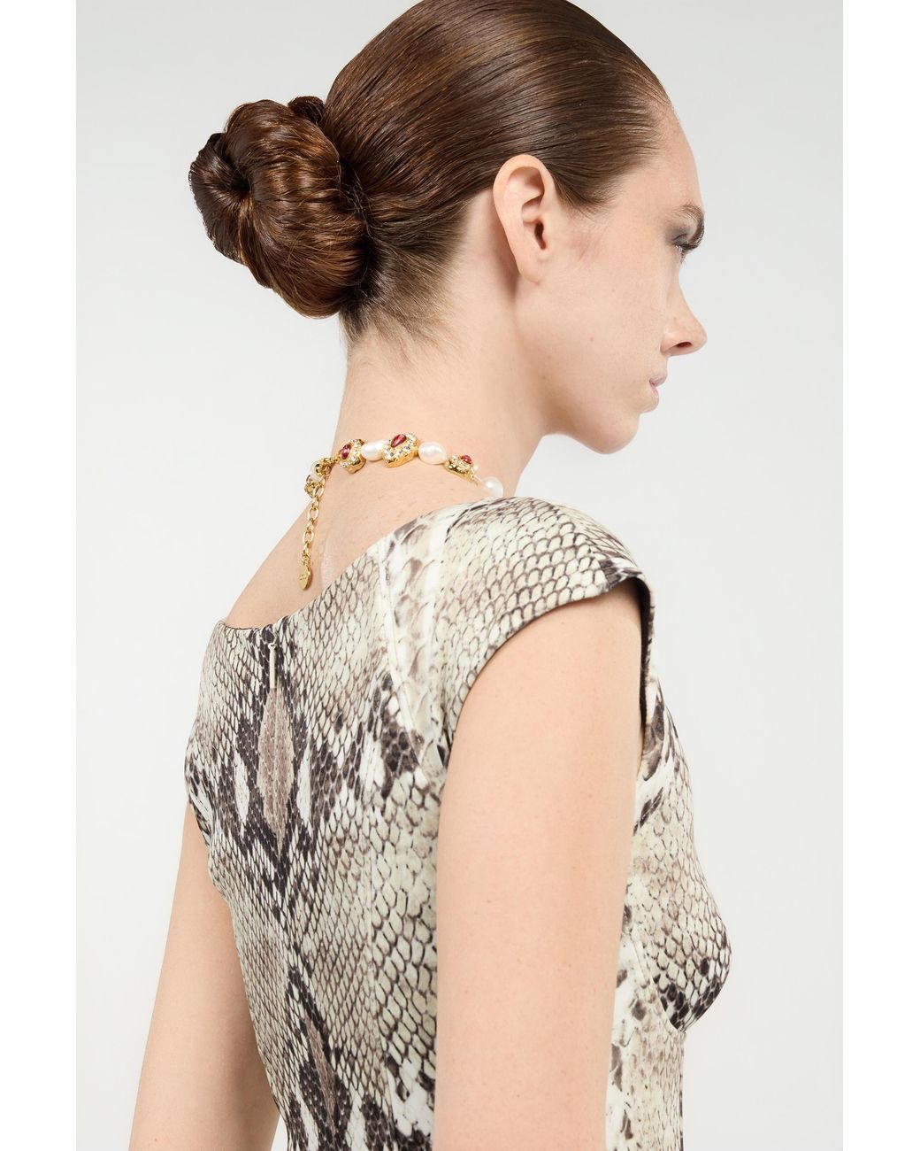 Roberto Cavalli White Midi Dress With Python Print
