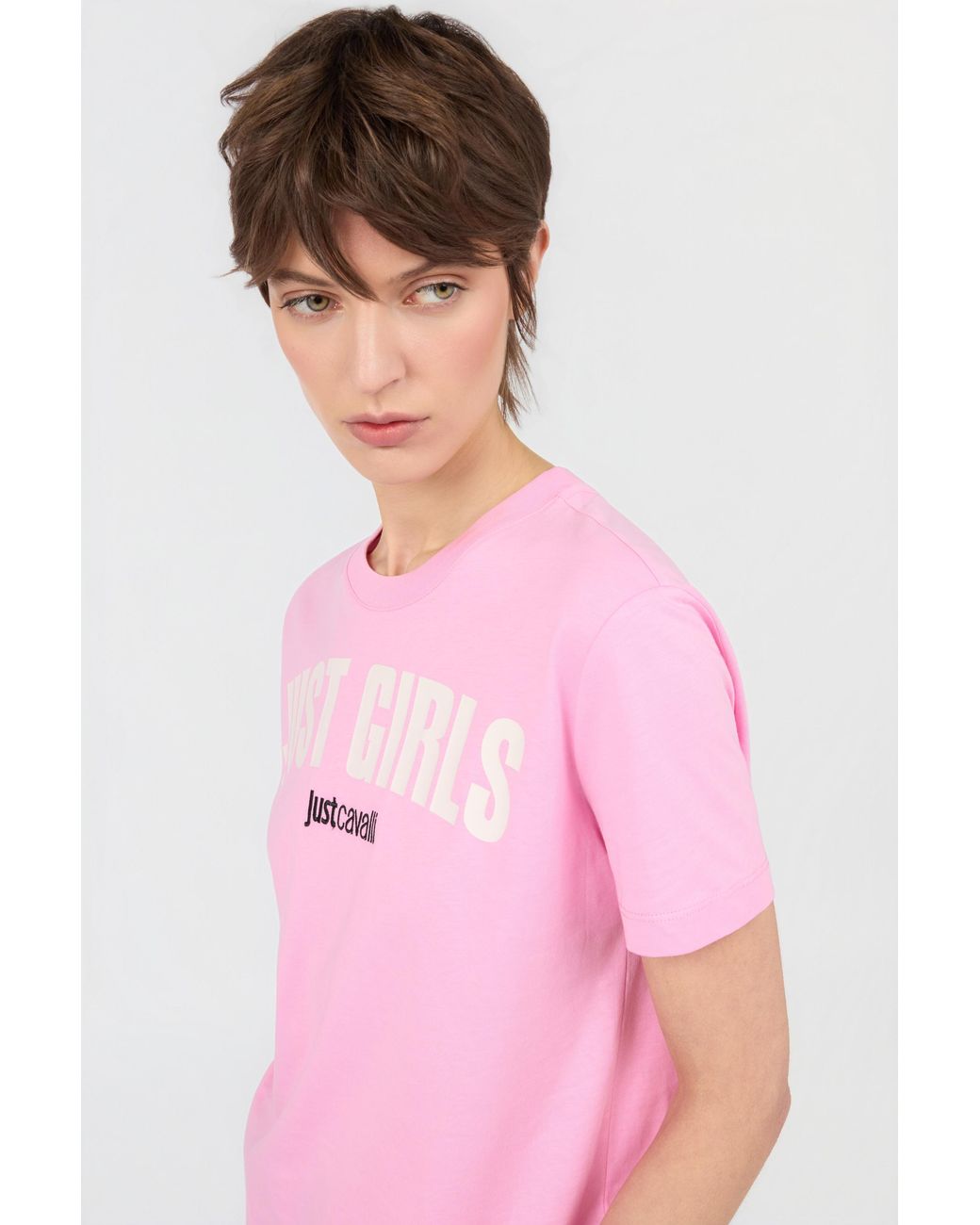 Roberto Cavalli Pink Graphic Print T-Shirt