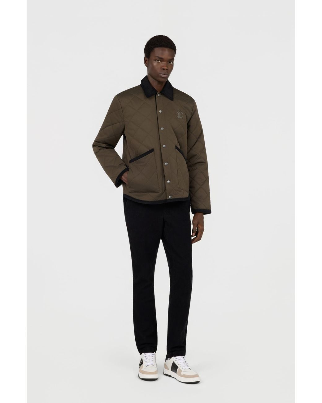 Roberto Cavalli Green Dark Jacket Husky Quilted for men