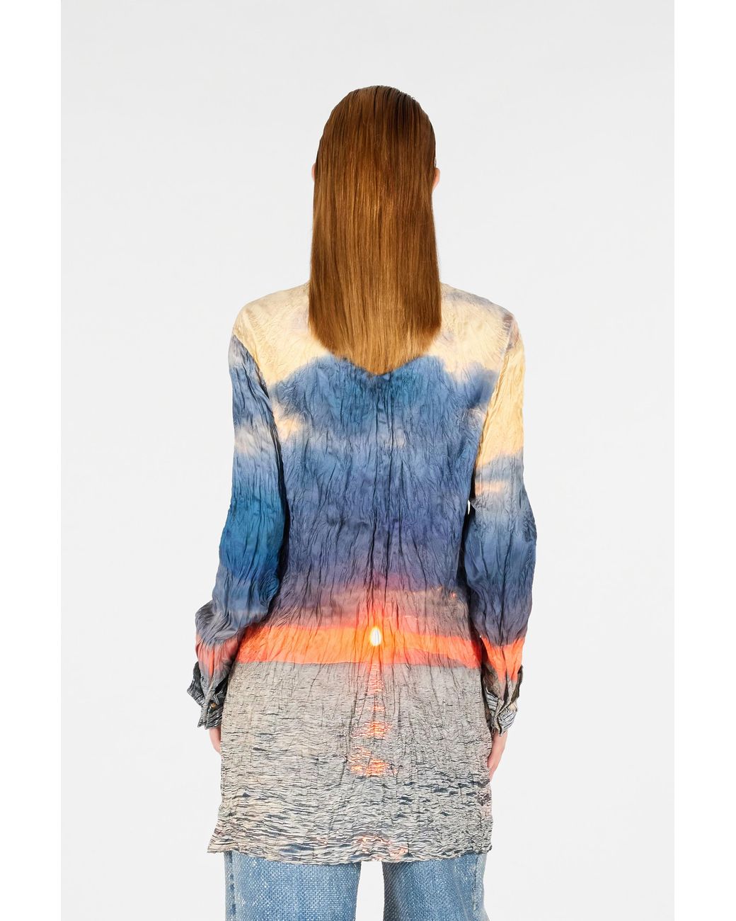 Roberto Cavalli Blue Sunrise Print Dress