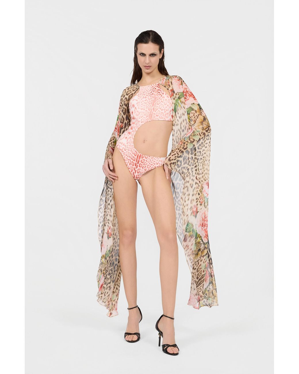 Roberto Cavalli Multicolor Jaguar Print One-Piece Swimsuit