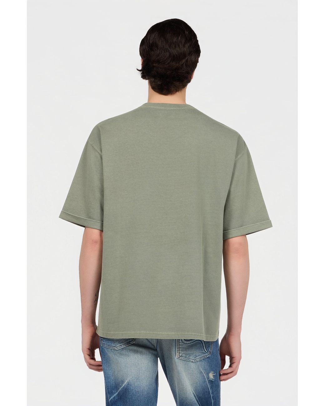 Roberto Cavalli Green Sage T-Shirt With Embroidered Snake for men