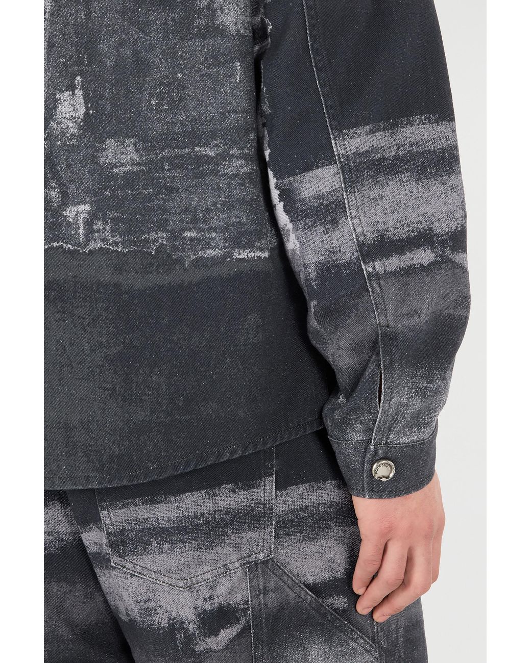 Roberto Cavalli Gray Denim Overshirt With Used Effect for men