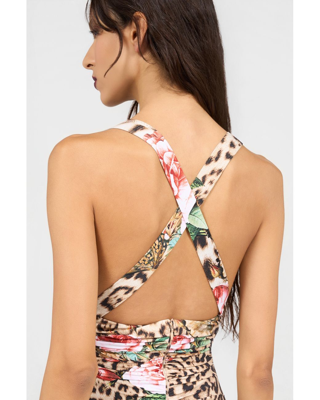 Roberto Cavalli White Jaguar Roses Print Dress