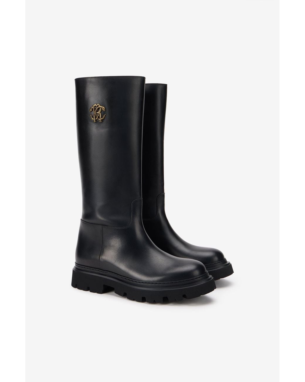 Roberto Cavalli Black Boots With Logo
