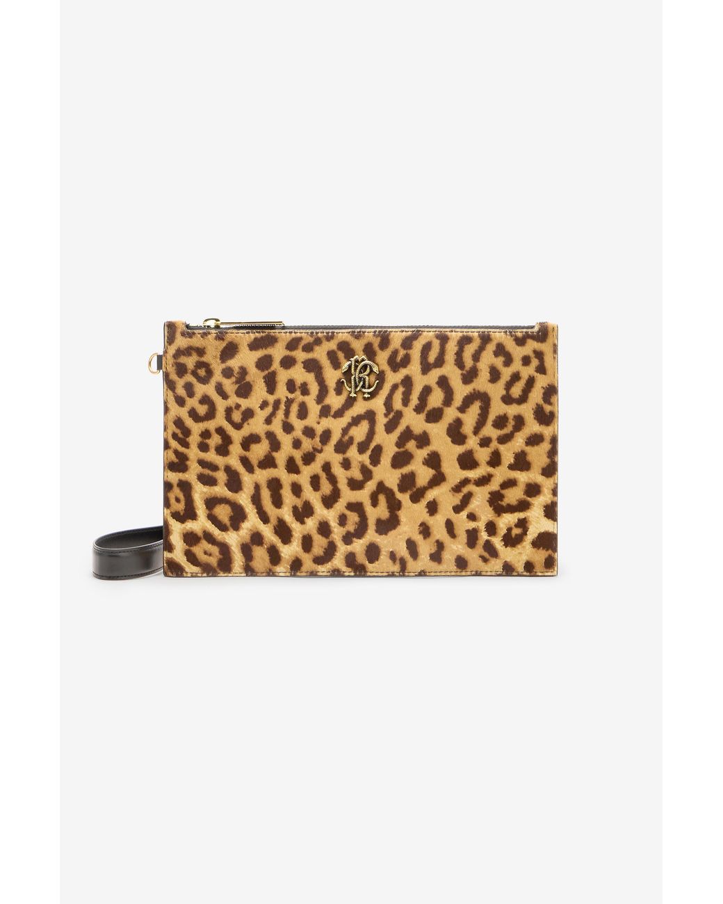 Roberto Cavalli Natural Small Jaguar-Skin Print Clutch