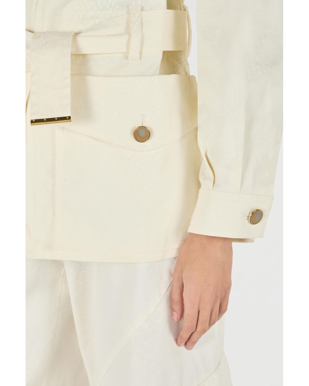 Roberto Cavalli Natural Jacket With Belt And Python Pattern