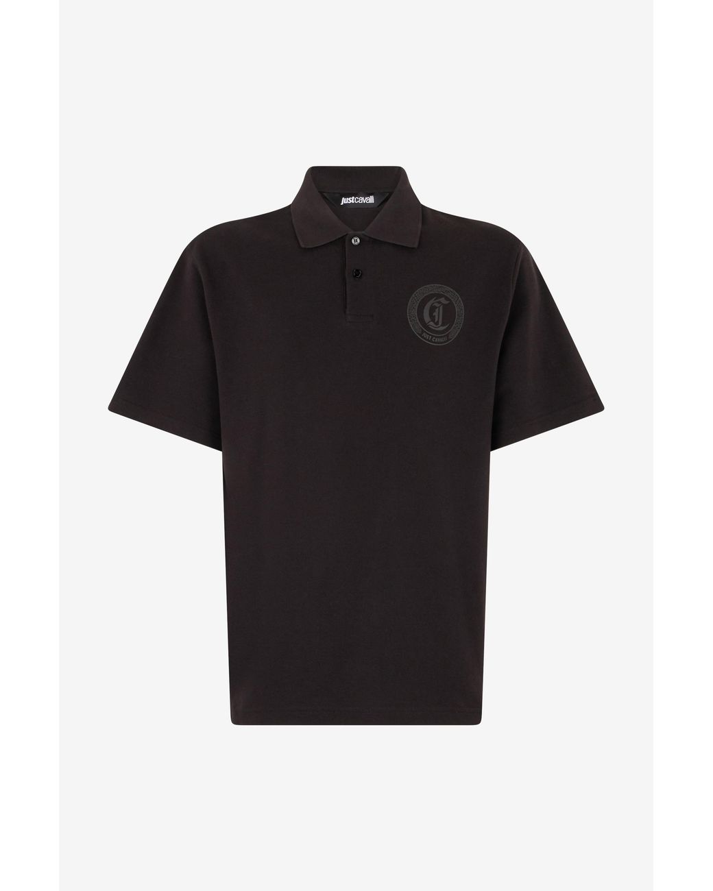 Roberto Cavalli Black Polo With Jc Monogram Embroidery for men