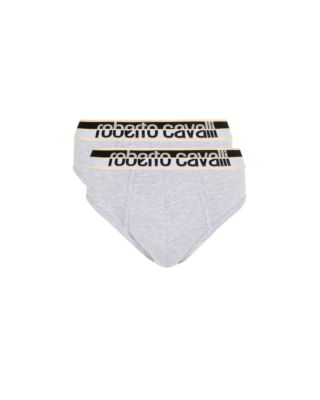 Roberto Cavalli White Two-Pack Cotton Briefs With Logo Waistband for men