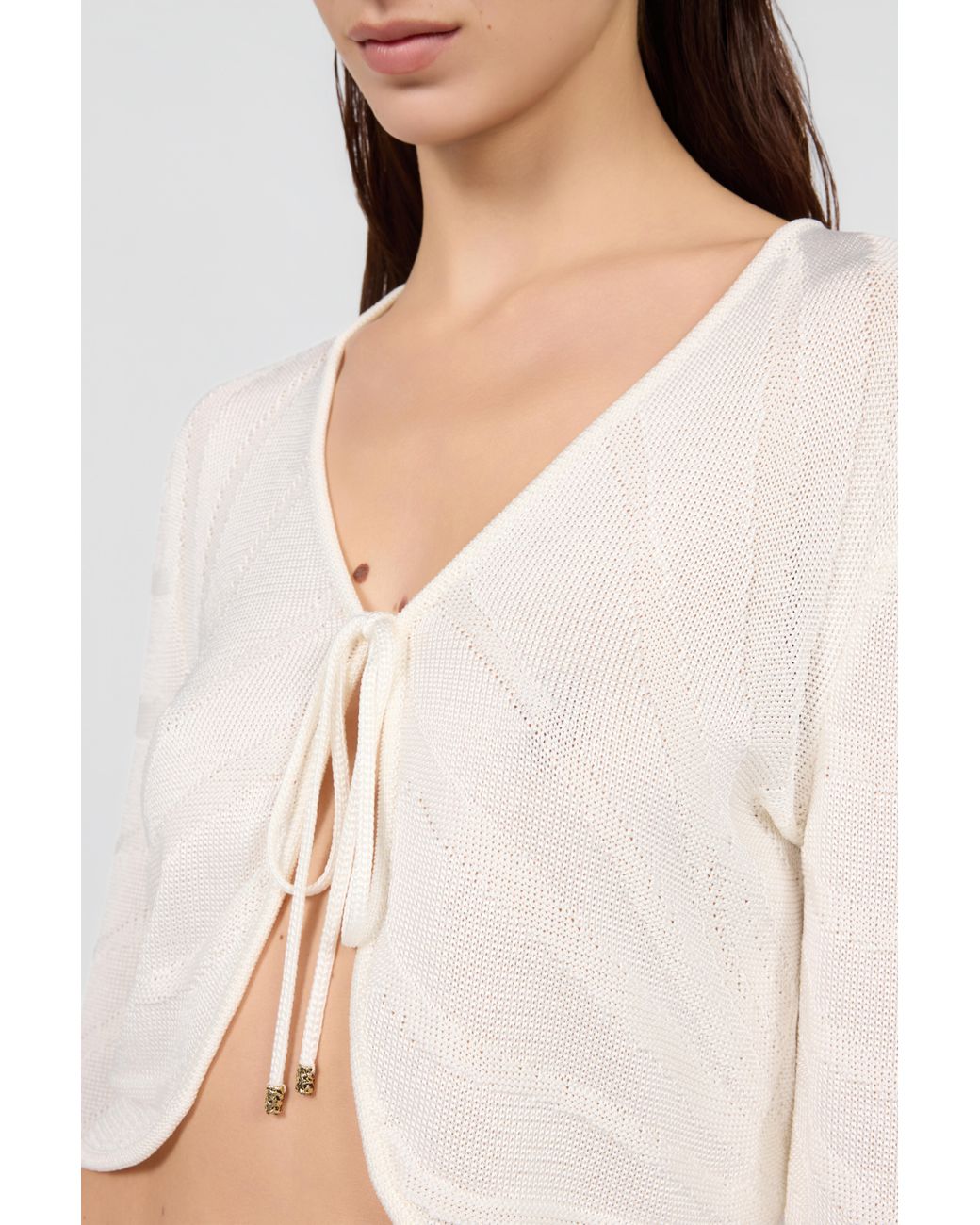 Roberto Cavalli White Knit Cardigan With Ray Motif