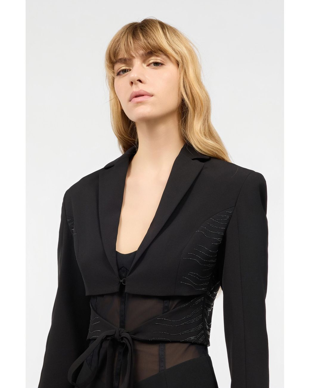 Roberto Cavalli Black Dress With Mini Rhinestone-Detailed Zebra Design
