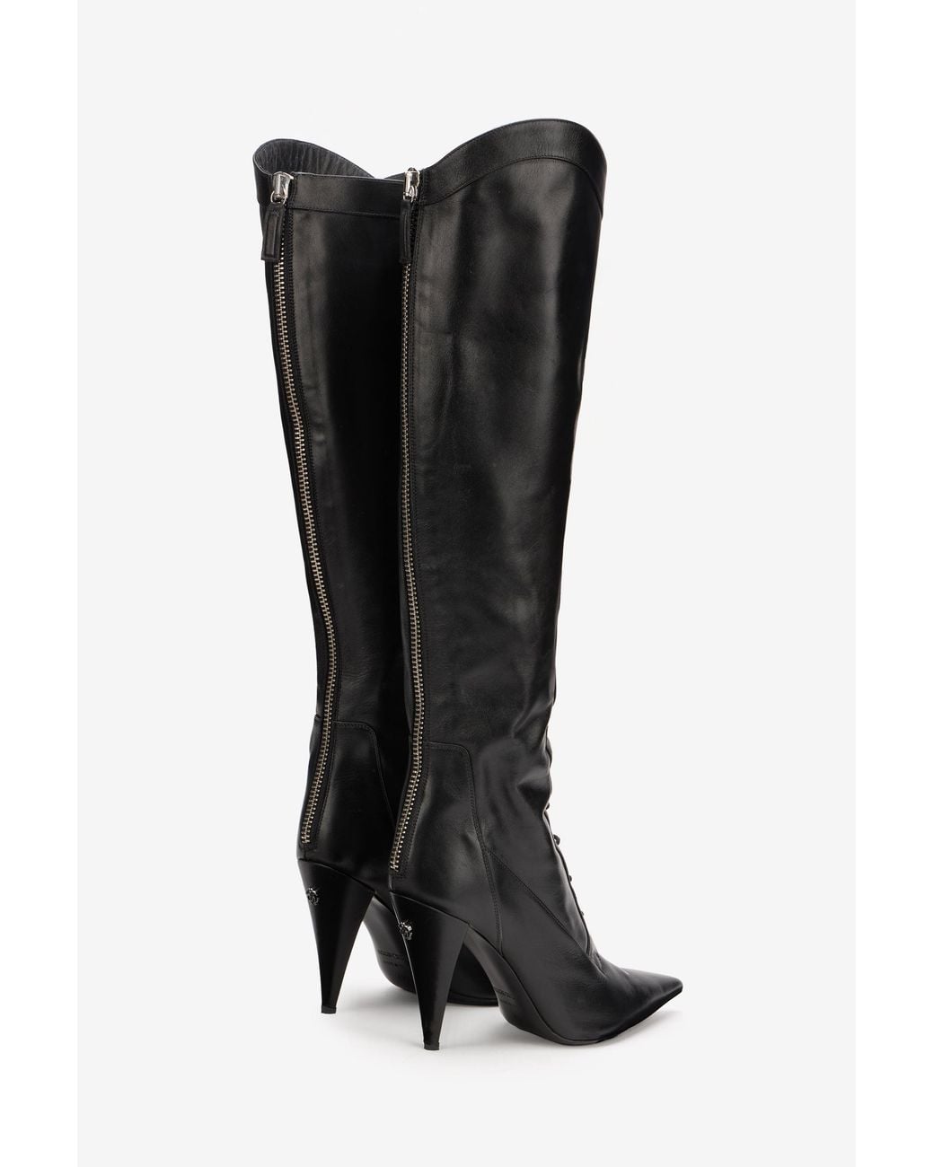 Roberto Cavalli Black Leather High Heel Boots