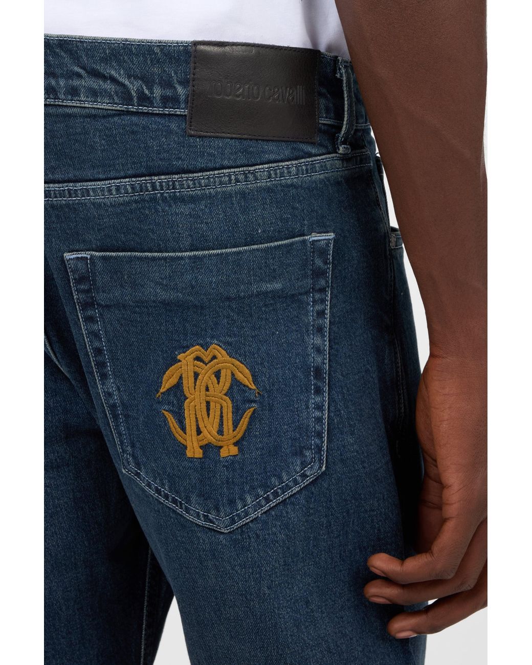 Roberto Cavalli Blue Denim Trousers Trousers Five-Pocket for men