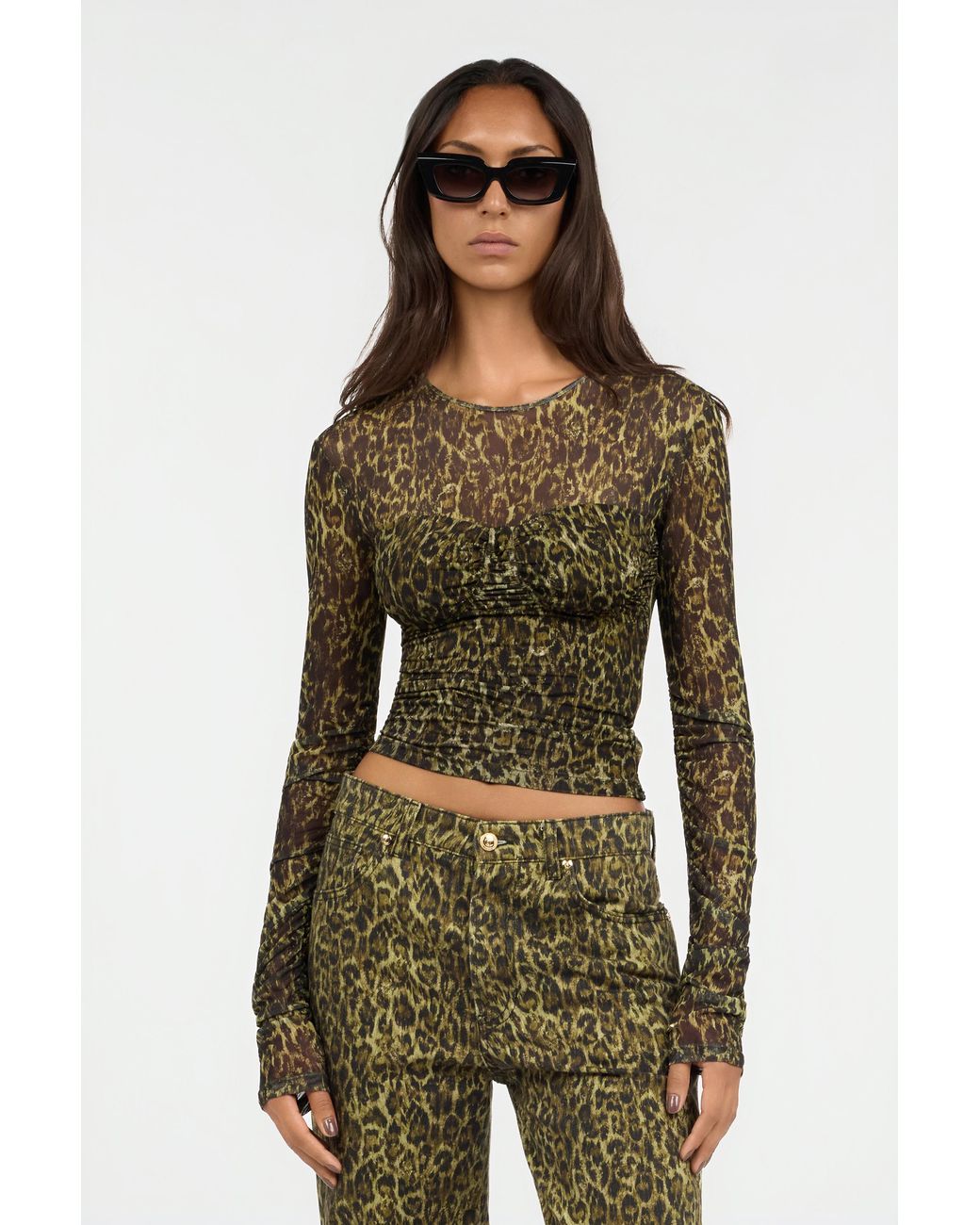 Roberto Cavalli Green Leopard Print T-Shirt