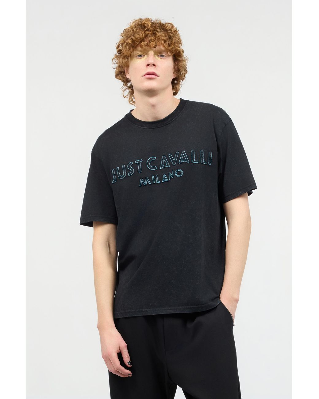Roberto Cavalli Black T-Shirt With Logo for men
