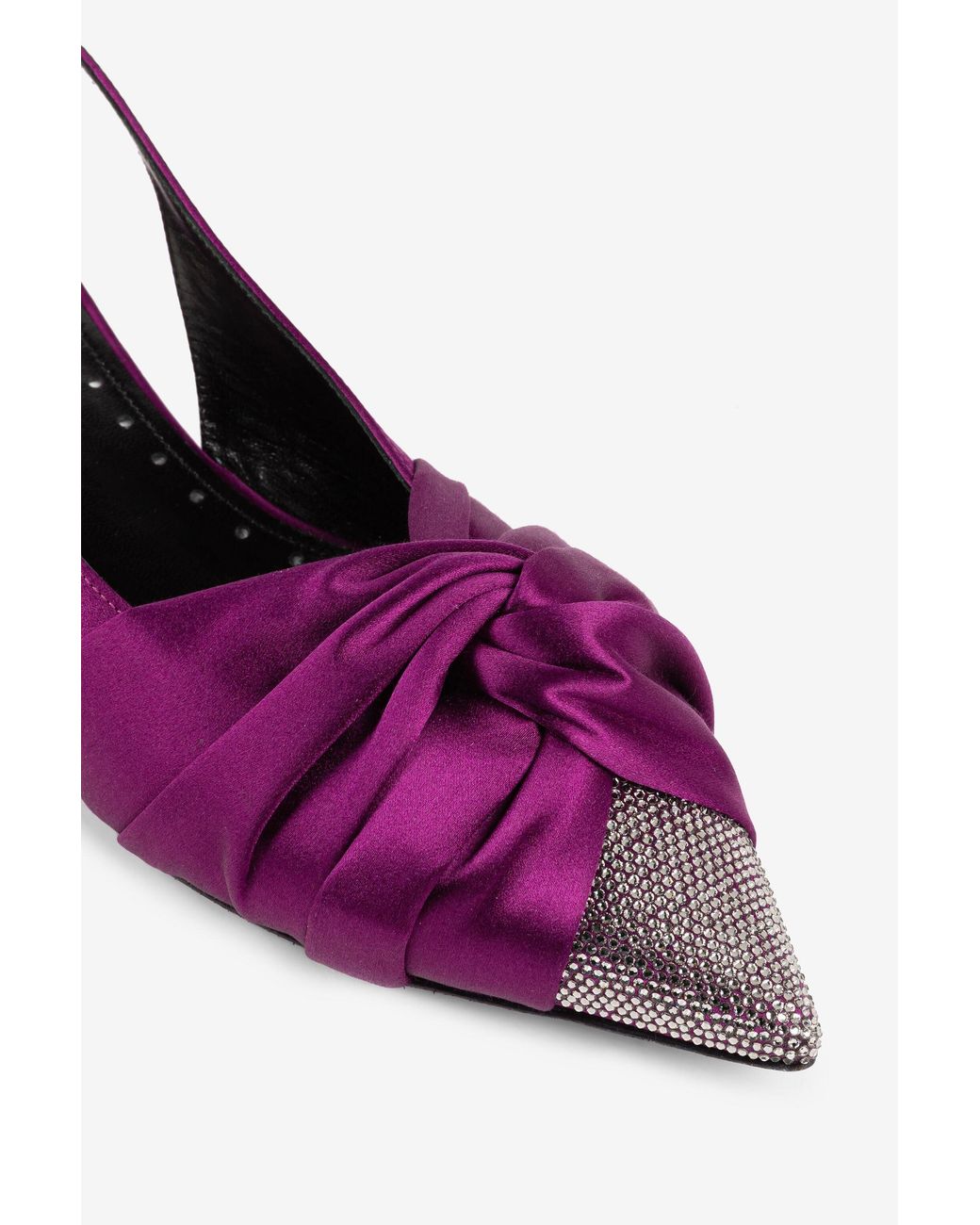 Roberto Cavalli Purple Knot-Detail Crystal-Embellished Ballerina Shoes