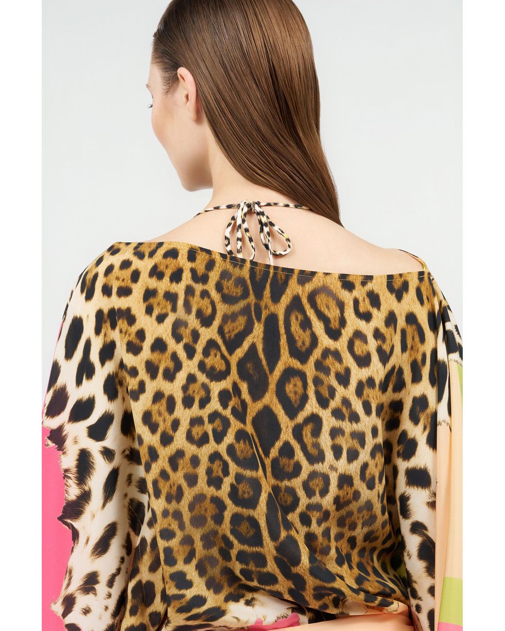 Roberto Cavalli Multicolor Silk Kaftan With Cavalli Pop Print