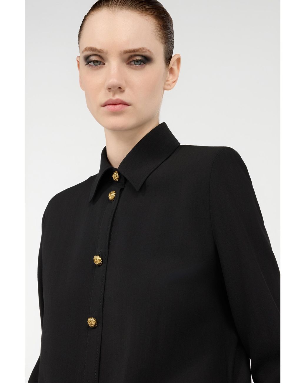 Roberto Cavalli Black Long Wool-Blend Shirt