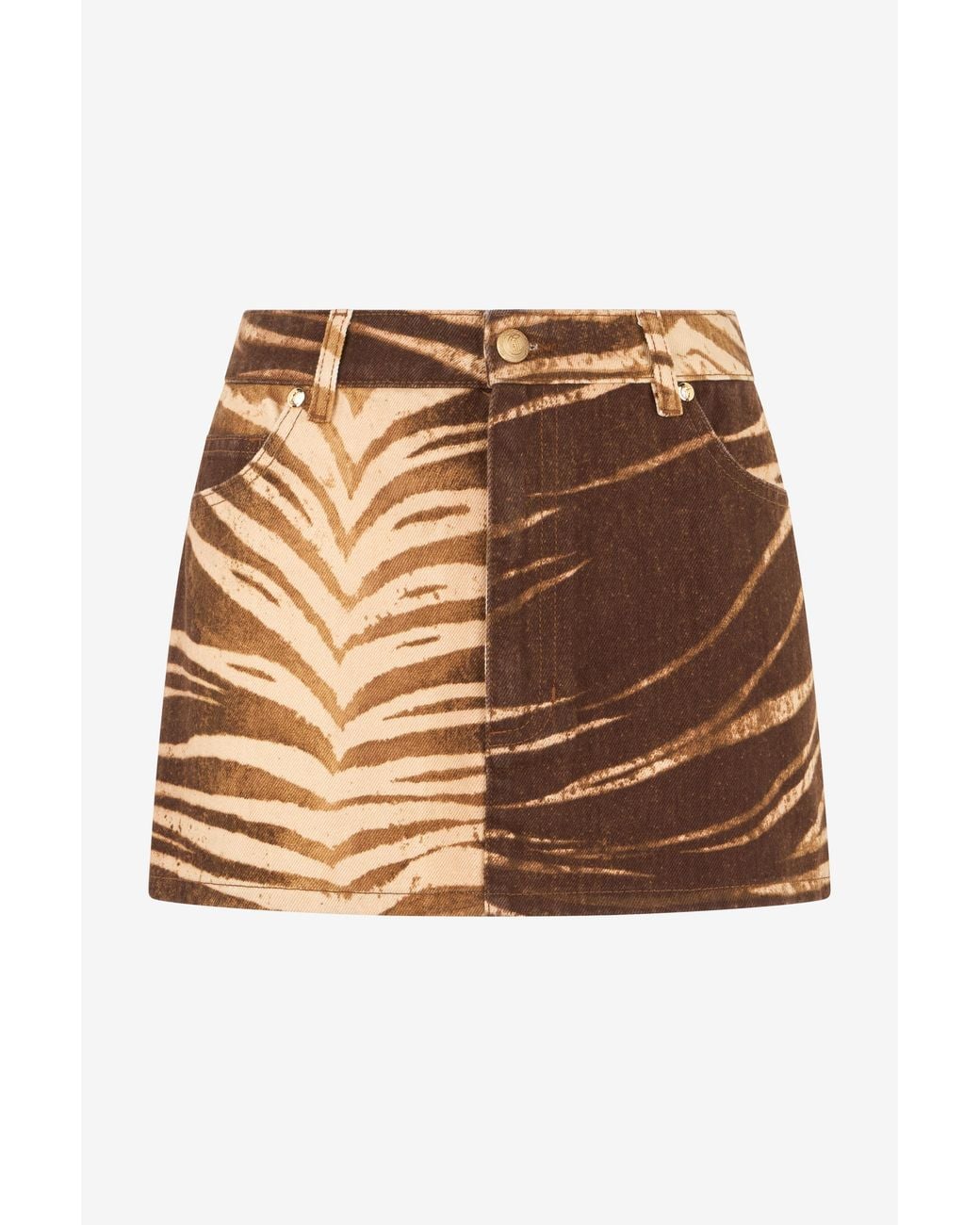 Roberto Cavalli Brown Natural Barb Mini Skirt