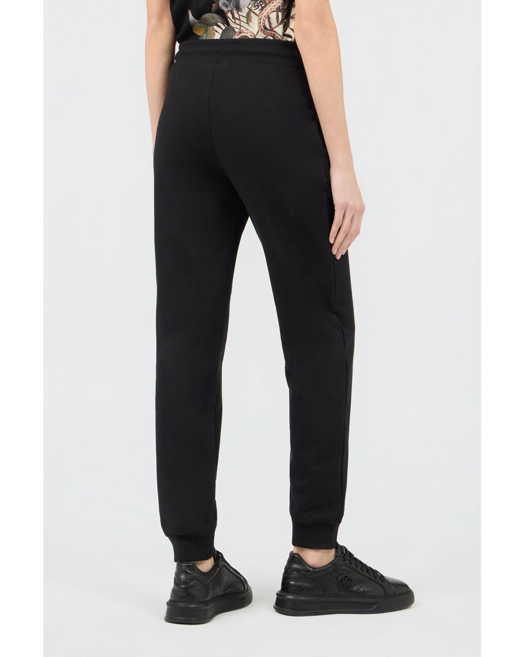 Roberto Cavalli Black Cotton Joggers With Monogram Rc