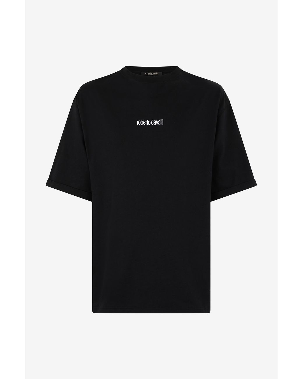 Roberto Cavalli Black Cotton T-Shirt With Tigers And Logo for men
