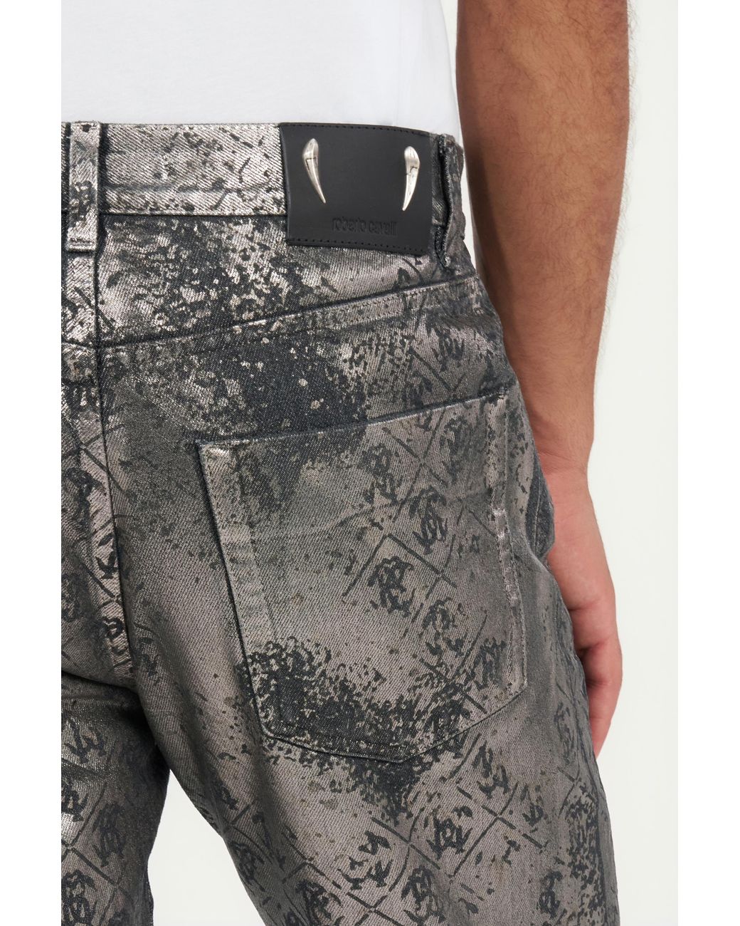Roberto Cavalli Gray Monogram Trousers for men