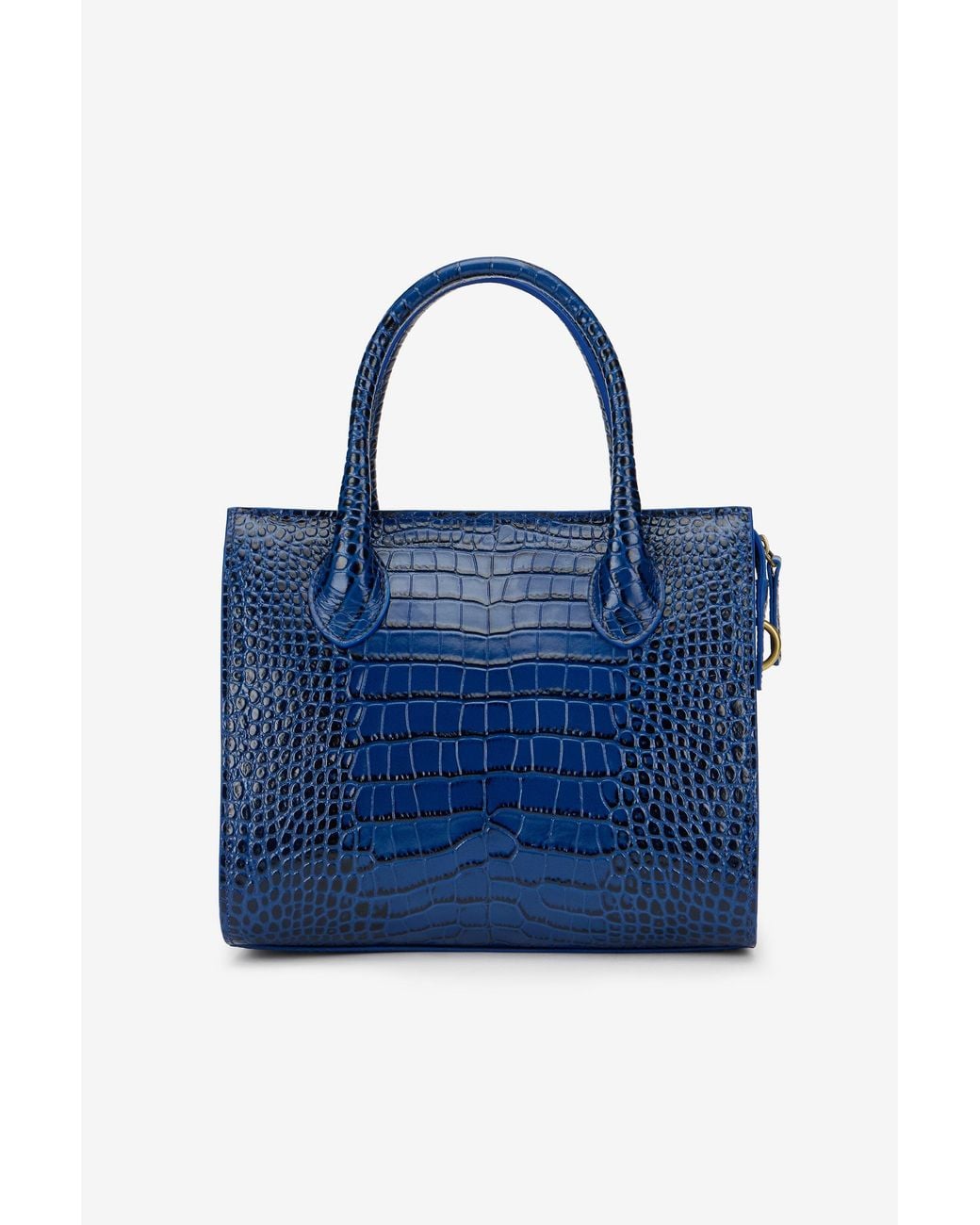 Roberto Cavalli Blue Croc-Effect Top Handle Bag