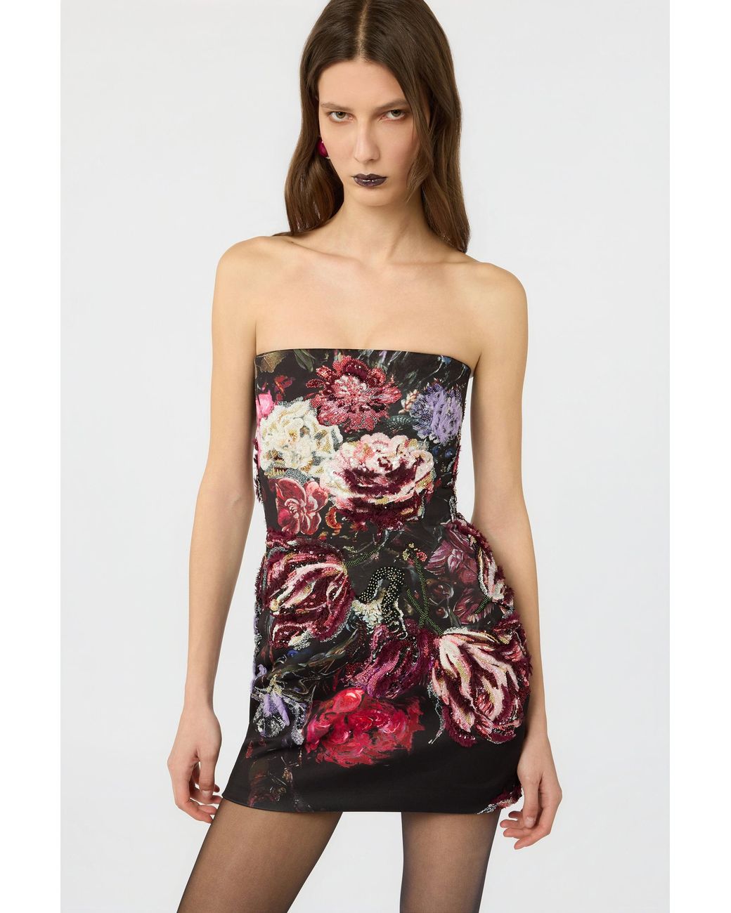 Roberto Cavalli Embroidered Mini Dress With Fiammingo Flowers Print