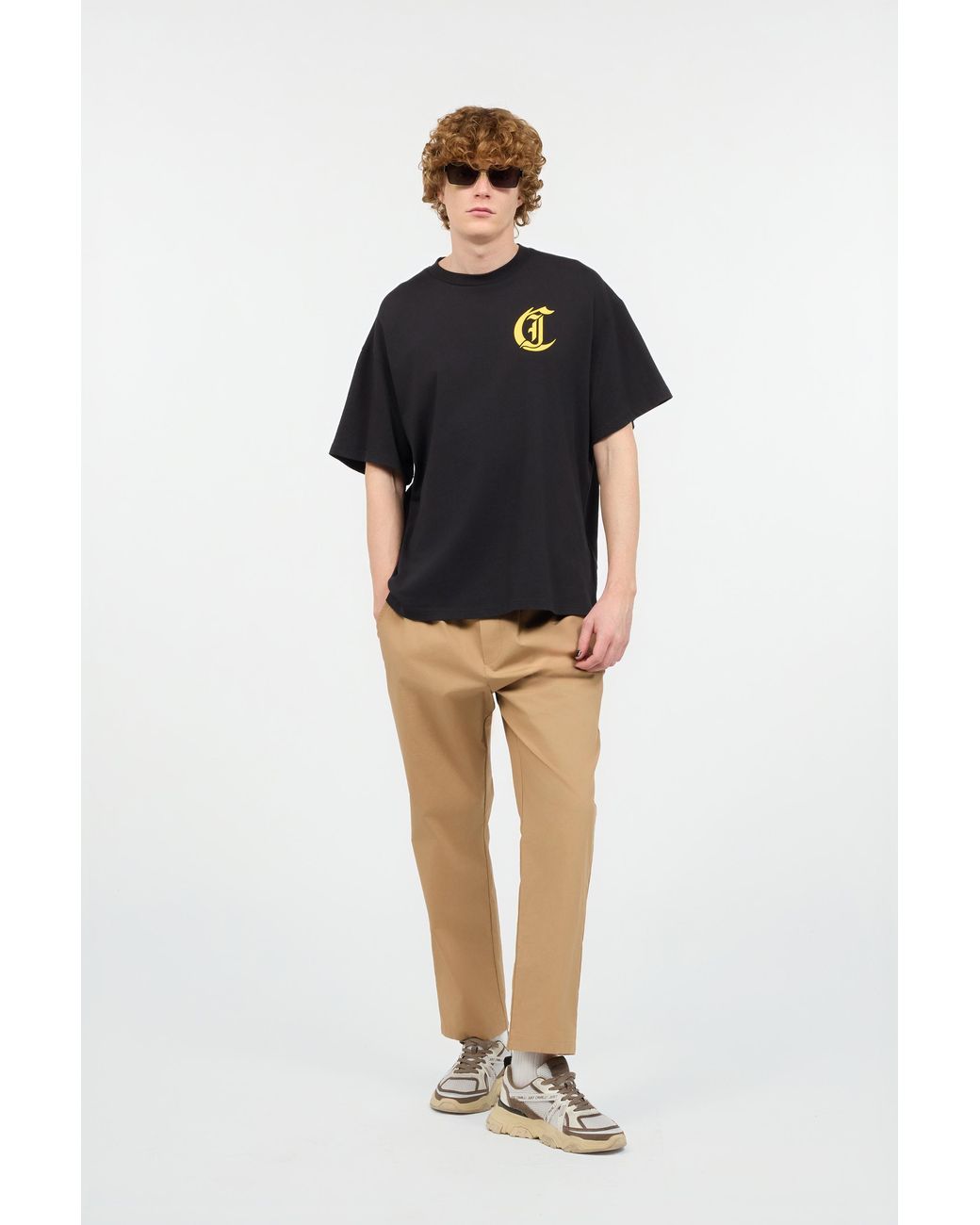 Roberto Cavalli Natural Cotton Pants With Front Logo for men