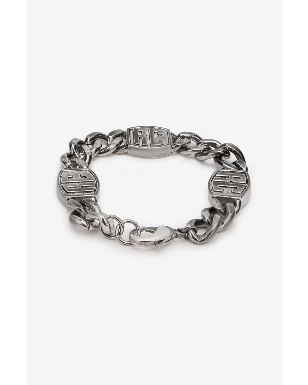 Roberto Cavalli Metallic Chain Bracelet With Rc Monogram for men