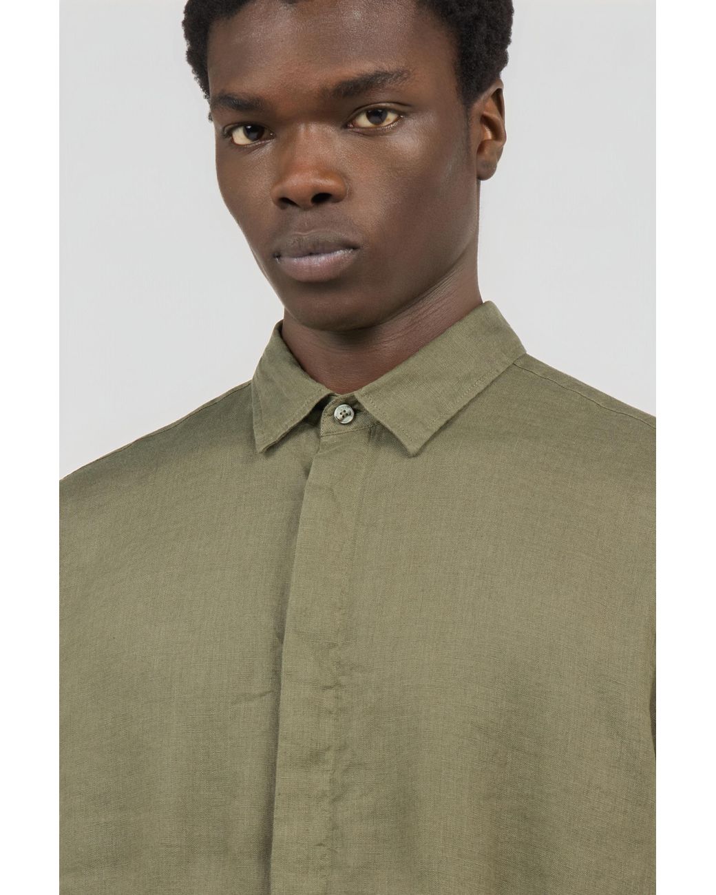 Roberto Cavalli Green Military Linen Shirt for men