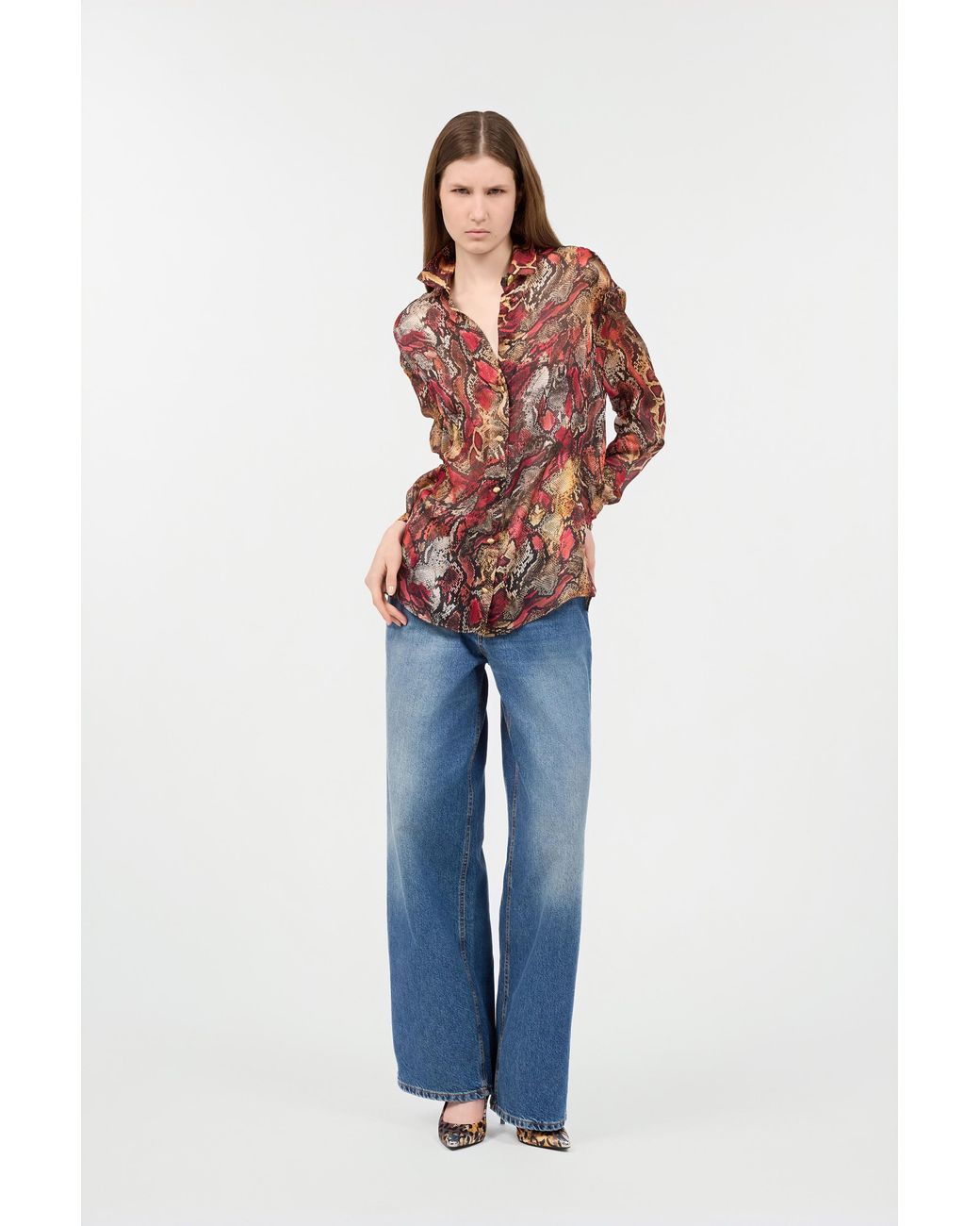 Roberto Cavalli Red Shirt With Python Print