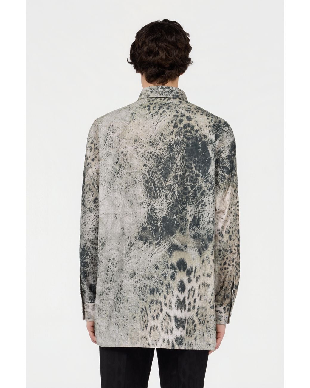 Roberto Cavalli Gray Jaguar Print Shirt for men