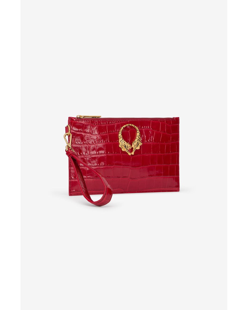 Roberto Cavalli Red Roar Leather Pouch