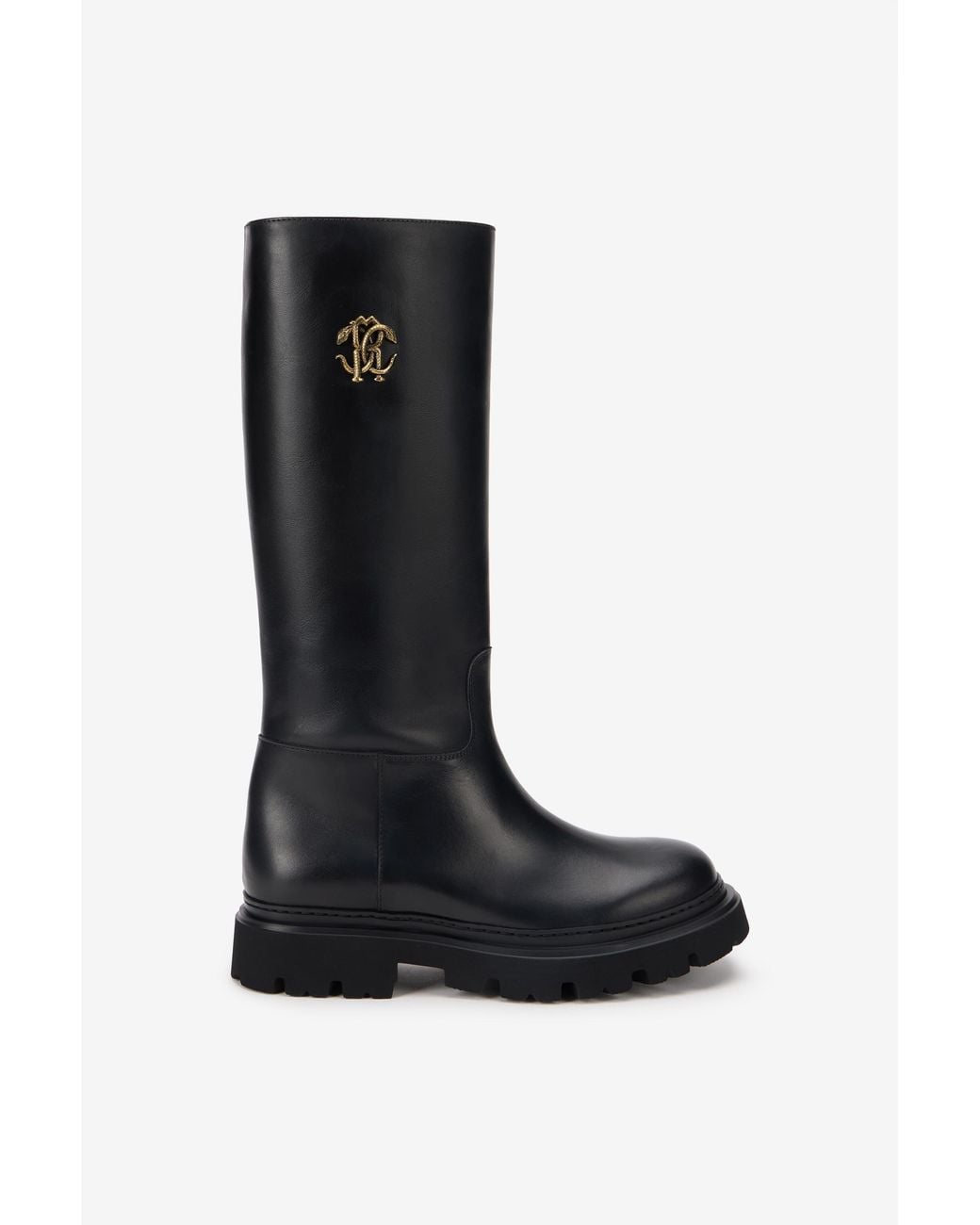 Roberto Cavalli Black Boots With Logo