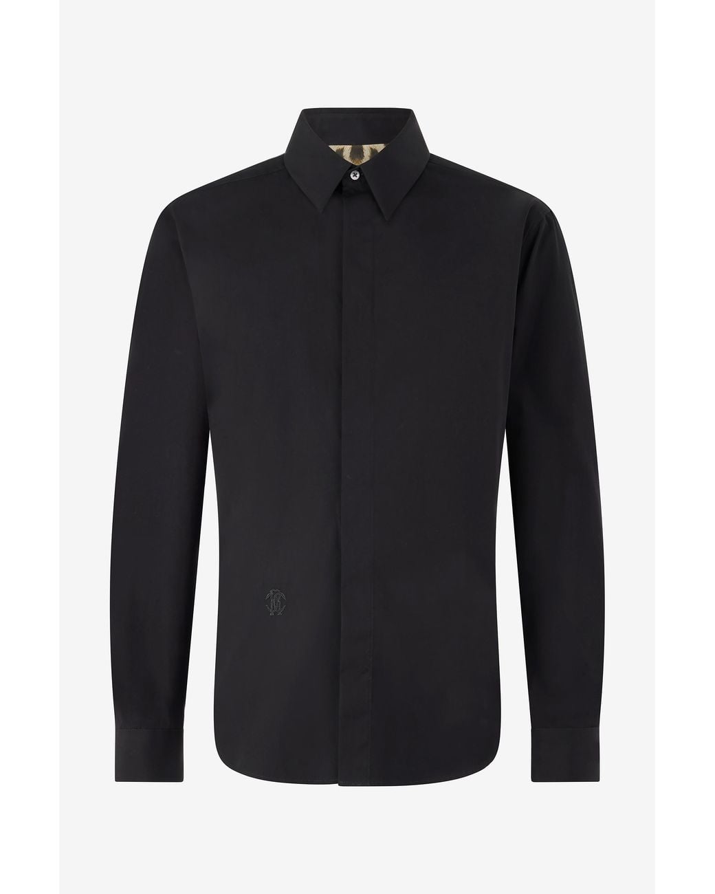 Roberto Cavalli Blue Cotton Shirt With Embroidery for men