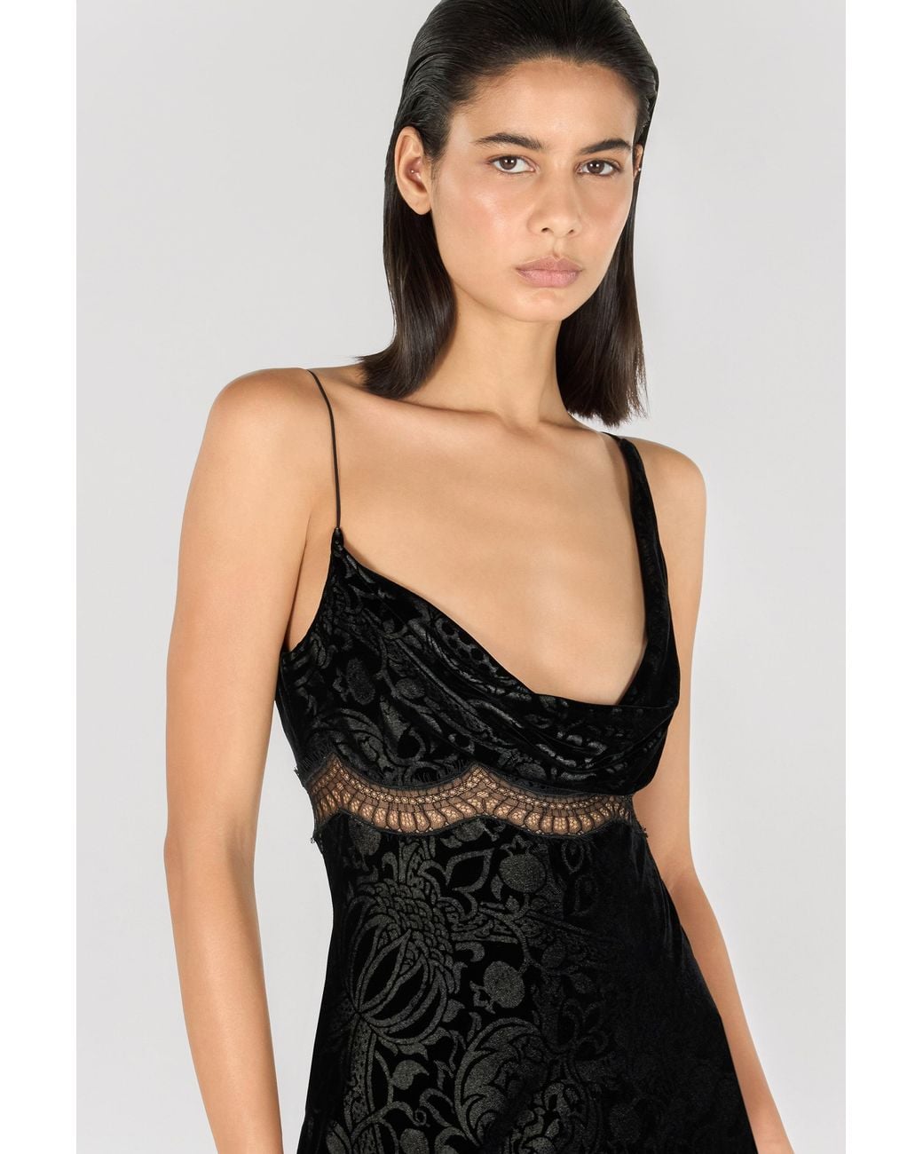 Roberto Cavalli Black Mini Dress With Lace