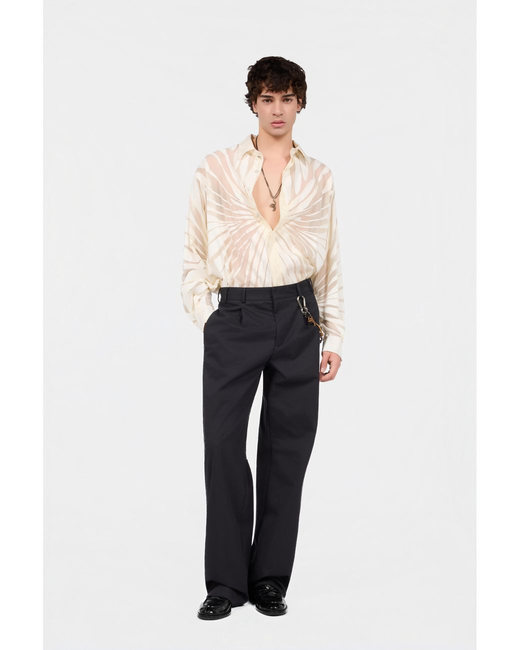Roberto Cavalli Natural Shirt With Ray Devoré Print for men