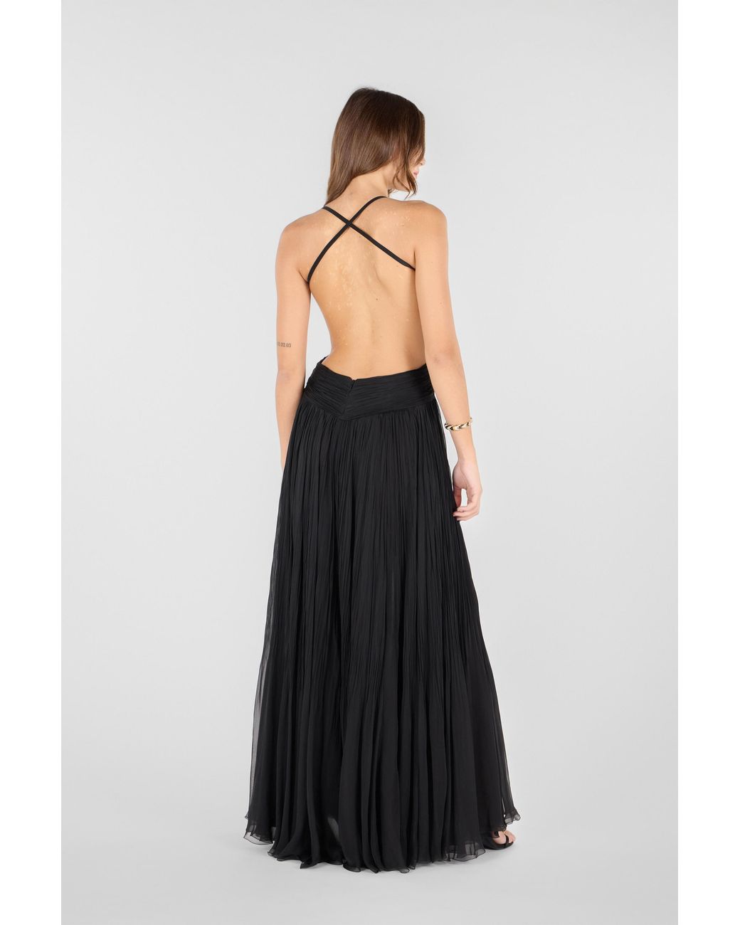 Roberto Cavalli Black Draped Backless Silk Dress