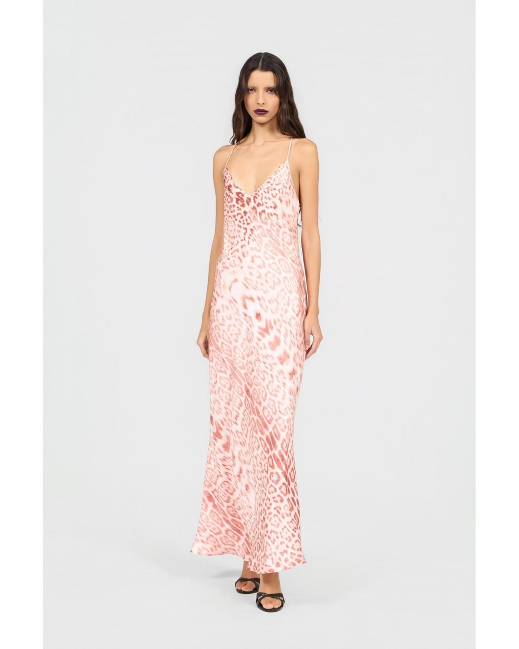Roberto Cavalli Pink Jaguar Print Slip Dress