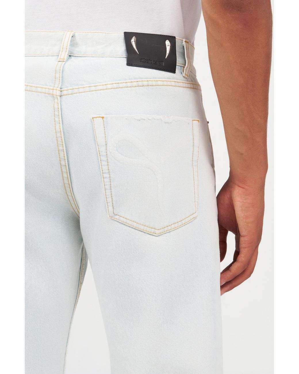 Roberto Cavalli White Light Denim Jeans for men