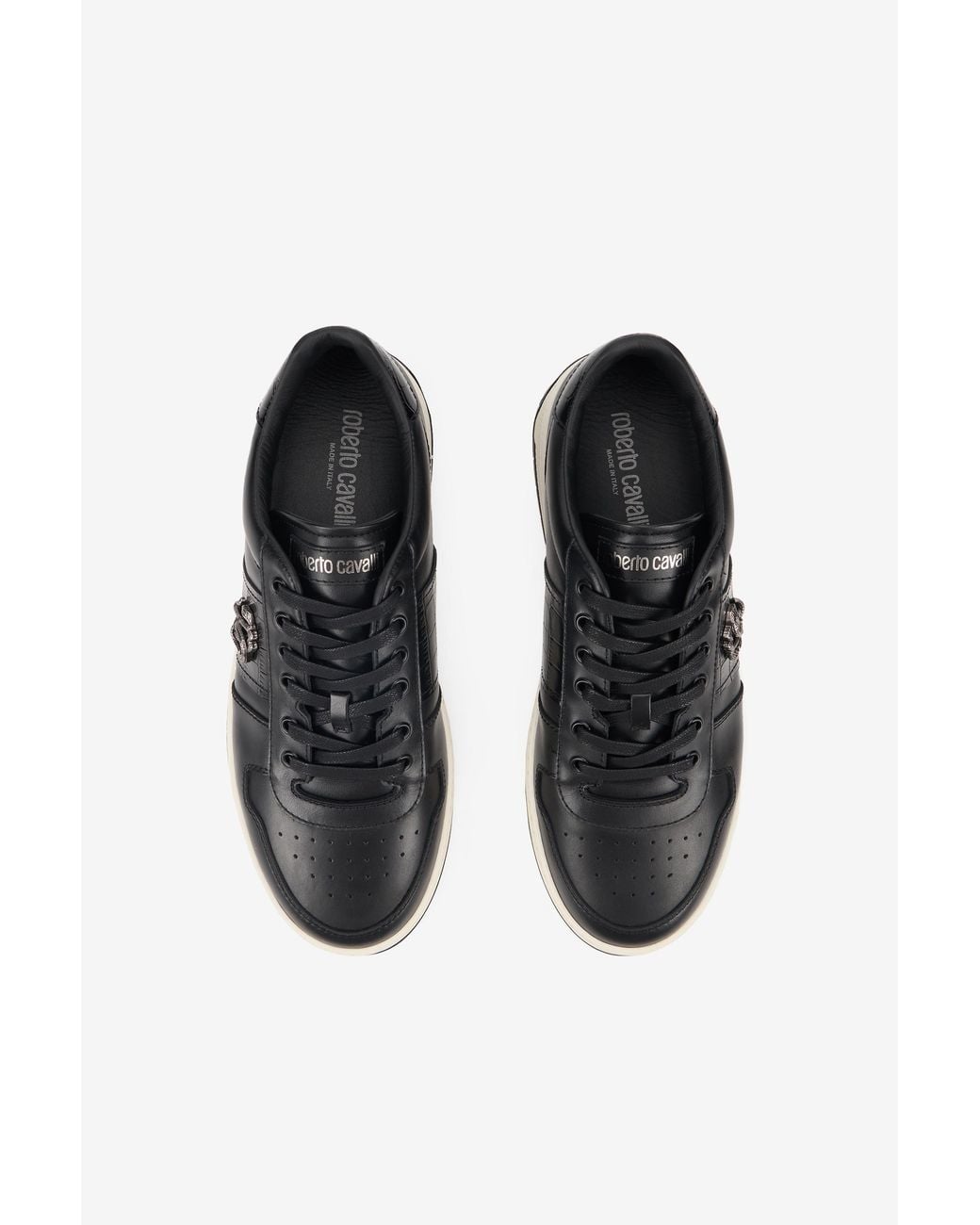 Roberto Cavalli Black Sneakers With Rc Monogram for men