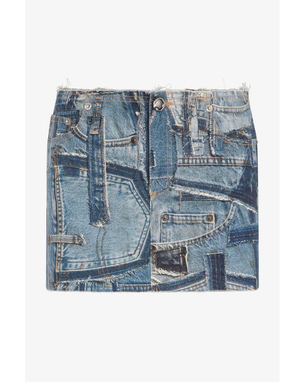 Roberto Cavalli Blue Patchwork Capsule Collection Denim Mini Skirt