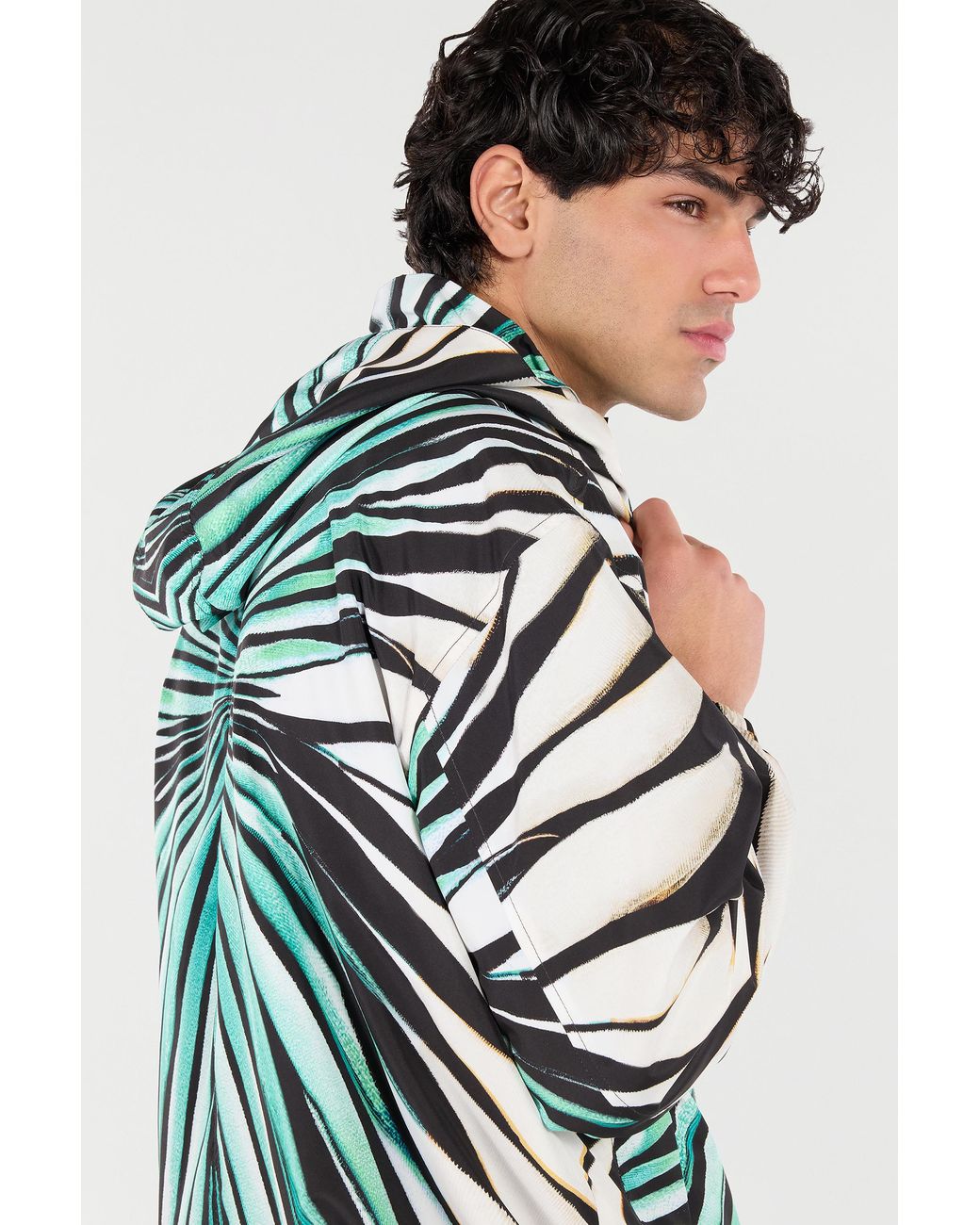 Roberto Cavalli Green Ray Of Sea Print Bomber for men
