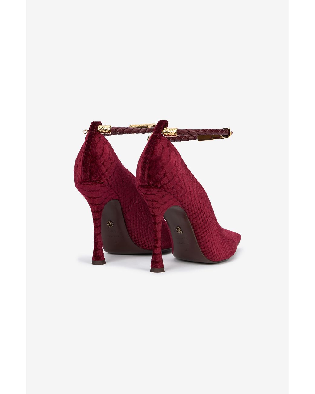 Roberto Cavalli Red Burgundy Pumps With Strap