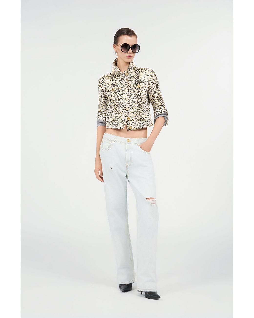 Roberto Cavalli White Pop Jaguar Animal-Print Jacket