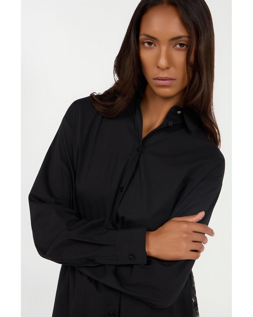 Roberto Cavalli Black Long-Sleeve Solid Color Shirt