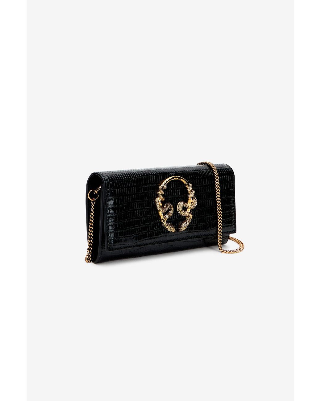 Roberto Cavalli Black Serpentine Chain Wallet